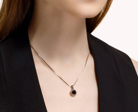 Silber Anhänger mit Granat und Zirkonia Art. Nr. 92030486