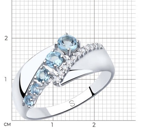 Silber Ring mit Sky Blue Topas und Zirkonia Art. Nr. 92011814