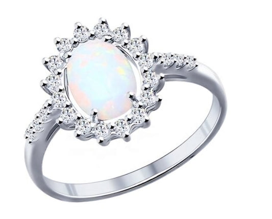 Silber Ring mit Opal synt. und Zirkonia Art. Nr. 94011765