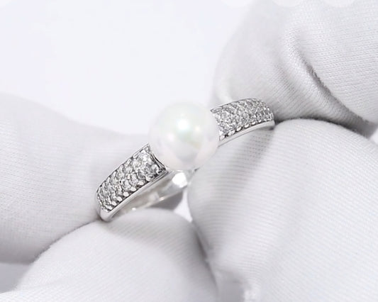 Silber Ring mit Perle synt. und Zirkonia Art. Nr. 94012978