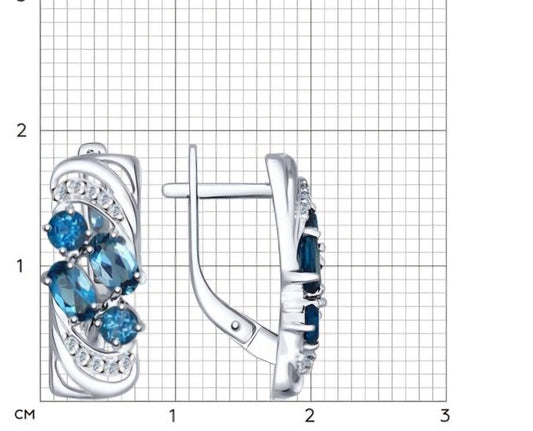 Silber Ohrringe mit London Blue Topas und Zirkonia Art. Nr. 92021361