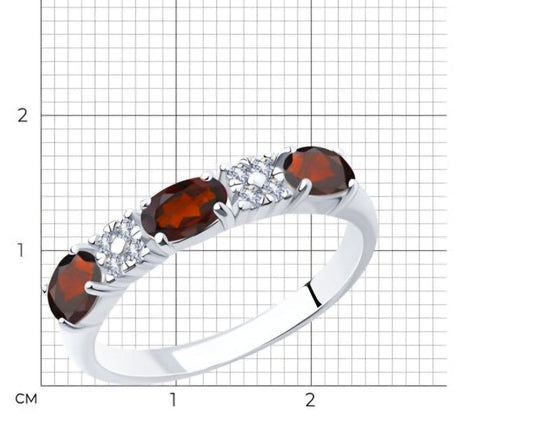 Silber Ring mit Granat und Zirkonia Art. Nr. 92011281