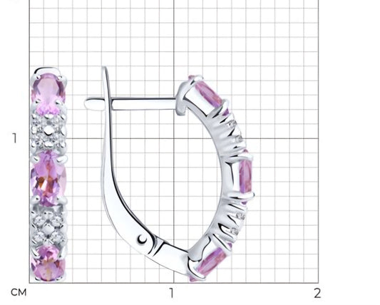Silber Ohrringe mit Amethyst und Zirkonia Art. Nr. 92021432