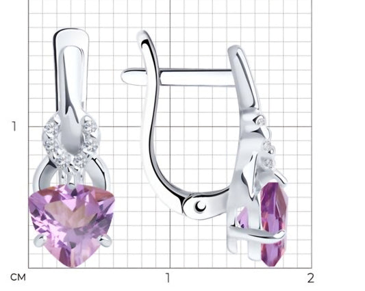 Silber Ohrringe mit Amethyst und Zirkonia  Art. Nr. 92021181