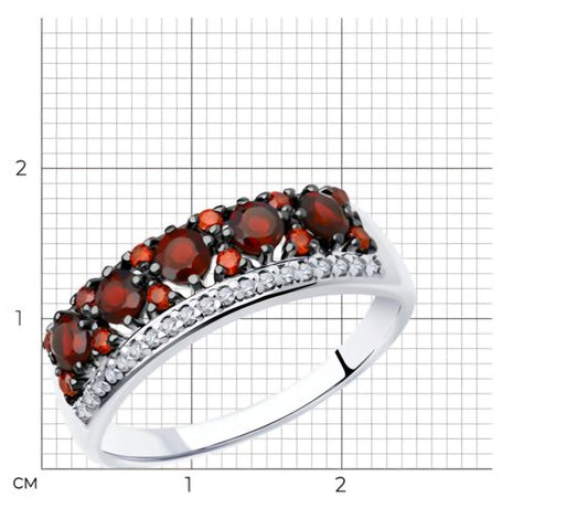 Silber Ring mit Granat und Zirkonia Art. Nr. 92011284