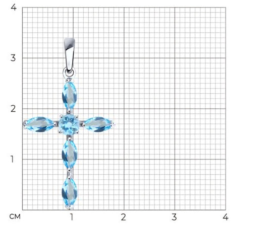 Silber Kreuz mit Sky Blue Topas Art. Nr. 92030508