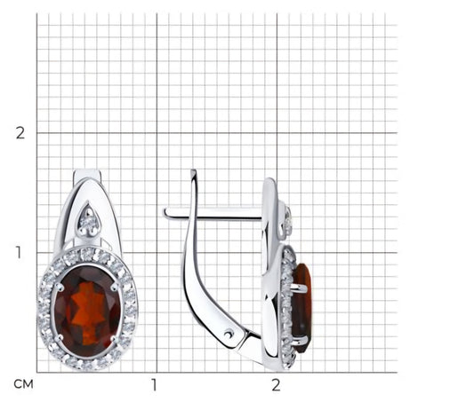 Silber Ohrringe mit Granat und Zirkonia Art. Nr. 92021685