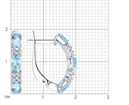 Silber Ohrringe mit Sky Blue Topas und Zirkonia Art. Nr. 92021430