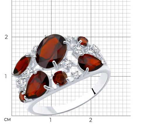 Silber Ring mit Granat und Zirkonia Art. Nr. 92010220