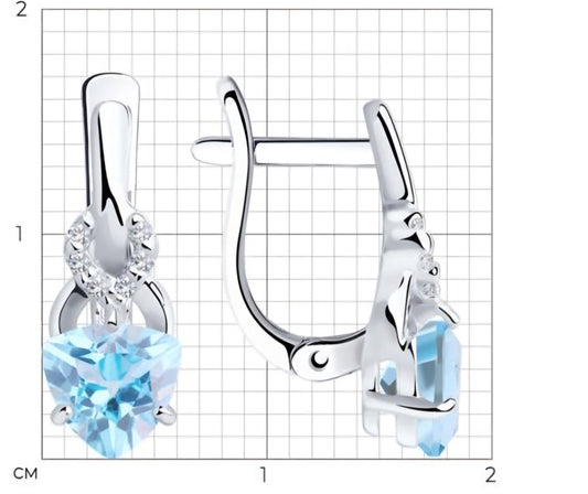 Silber Ohrringe mit Sky Blue und Zirkonia Topas Art. Nr. 92021177