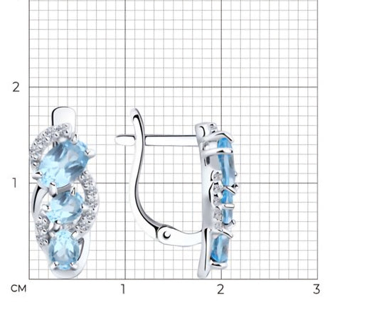 Silber Ohrringe mit Sky Blue Topas und Zirkonia Art. Nr. 92021139