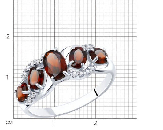Silber Ring mit Granat und Zirkonia Art. Nr. 92011009