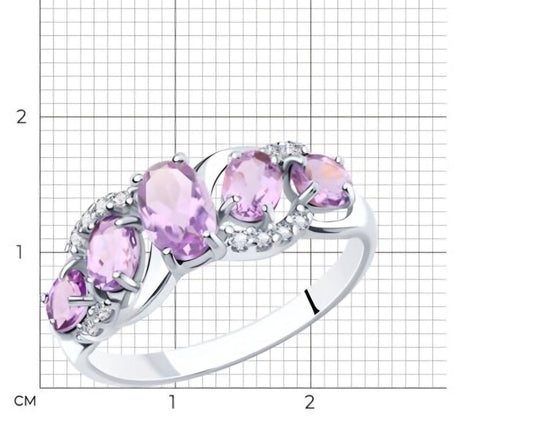 Silber Ring mit Amethyst und Zirkonia Art. Nr. 92011011