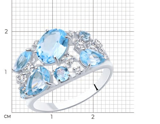 Silber Ring mit Sky Blue Topas und Zirkonia Art. Nr. 92010219