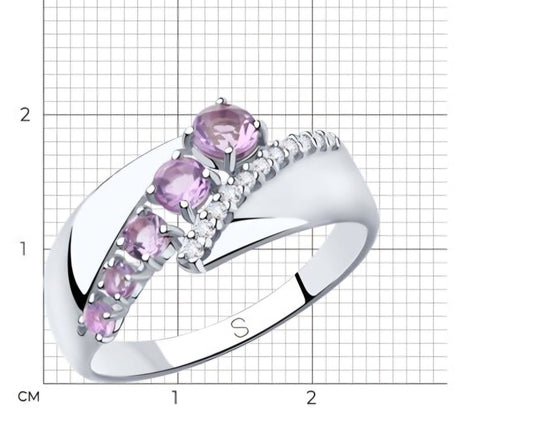 Silber Ring mit Amethyst und Zirkonia Art. Nr. 92011816