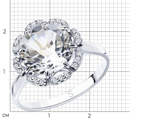 Silber Ring mit Bergkristall und Zirkonia Art. Nr. 92011206