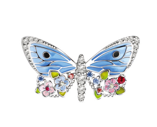 Silber Brosche mit Emaille und Zirkonia Art. Nr. 94040167
