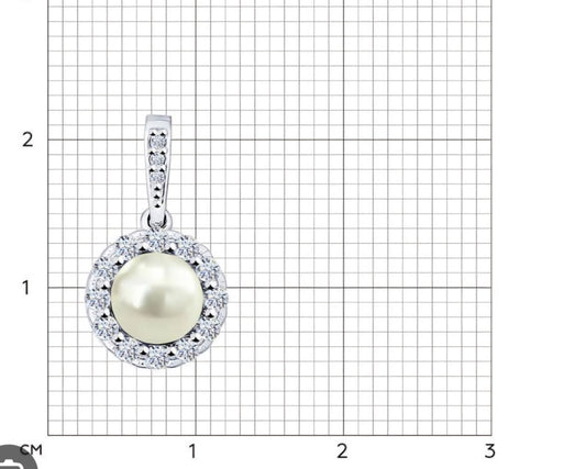 Silber Anhänger mit gepresste Perle und Zirkonia Art. Nr. 94031493