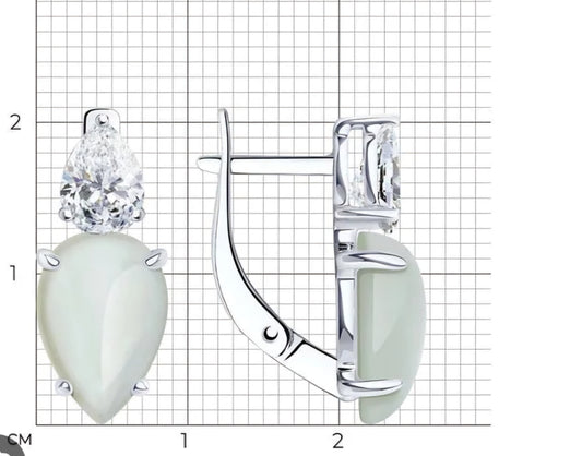 Silber Ohrringe mit Mondstein und Zirkonia Art. Nr. 83020183