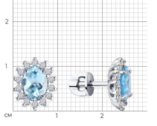 Silber Ohrstecker mit Sky Blue Topas und Zirkonia Art.Nr.92021168