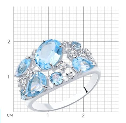 Silber Ring mit Sky Blue Topas und Zirkonia Art.Nr. 92010219