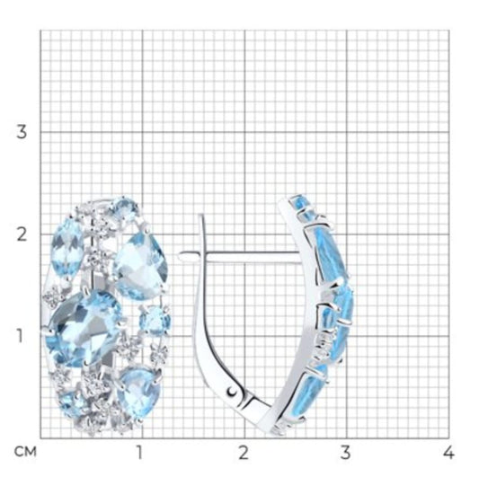 Silber Ohrringe mit Sky Blue Topas  und Zirkonia Art.Nr.92020171