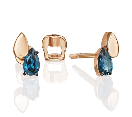 Ohrstecker Rotgold mit London Blue Topas Art.Nr.02-5403-00-201-1110