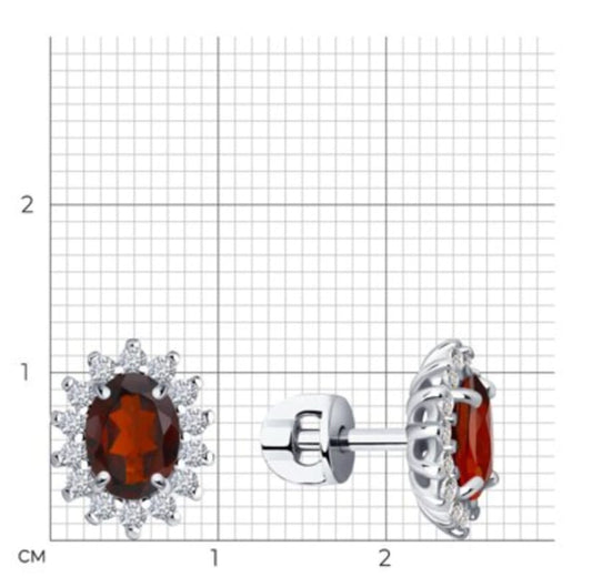 Silber Ohrstecker mit Granat und Zirkonia Art.Nr.92021170