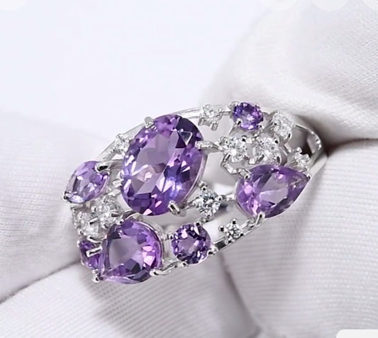 Silber Ring mit Amethyst und Zirkonia Art.Nr.92010221