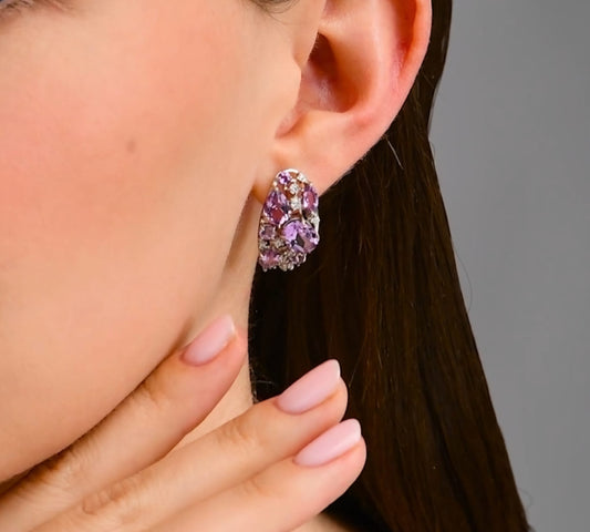 Silber Ohrringe mit Amethyst und Zirkonia Art.Nr.92020173