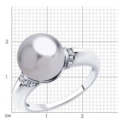 Silber Ring mit Perle synt. und Zirkonia  18Gr Art.Nr.94011937