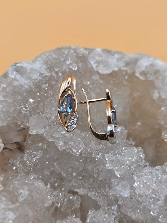 Ohrringe mit Aquamarin und Brillanten Rotgold 585 Art. Nr. 64006Aq