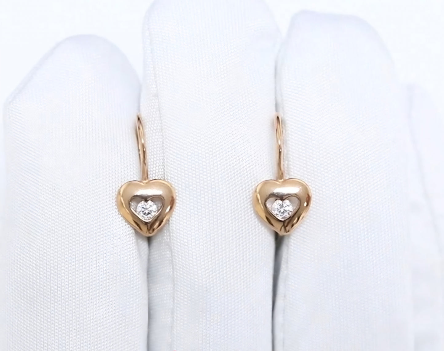 Kinder Ohrringe mit Zirkonia Russisches Rotgold 585 Art. Nr. 027177