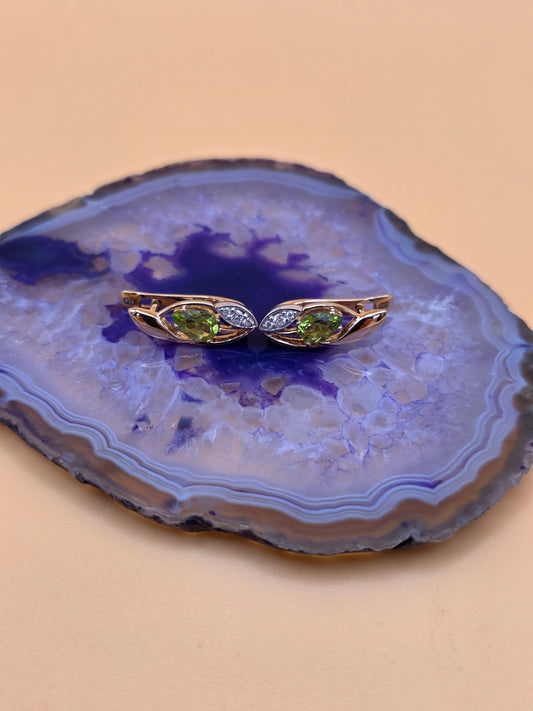 Ohrringe mit Chrysolith und Brillanten Rotgold 585 Art. Nr. 64006Chrys