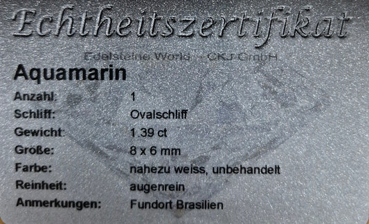 Aquamarin 8 x 6 mm 1.39 Ct