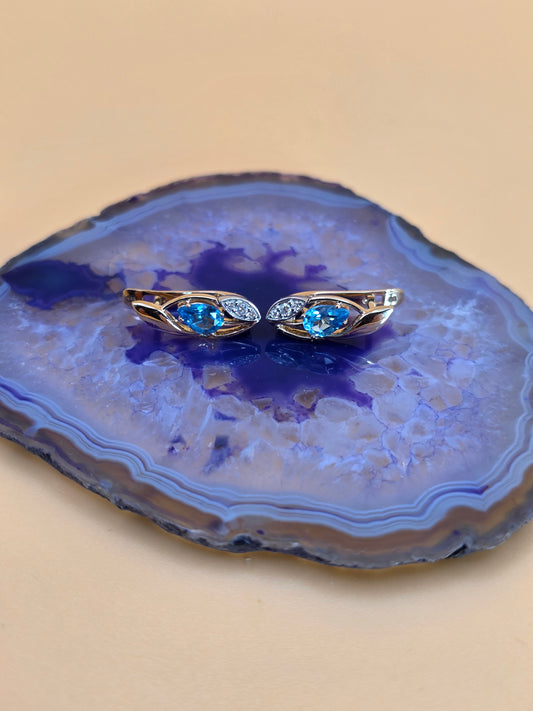 Ohrringe mit Swiss Blue Topas und Brillanten Rotgold 585 Art. Nr. 64006SBT