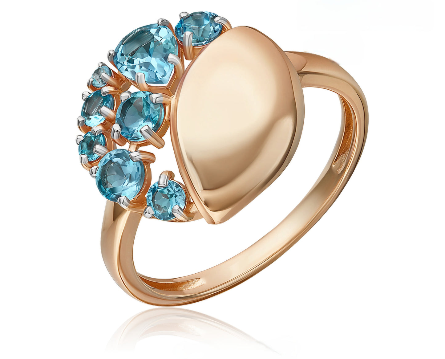 Ring mit Swiss Blue Topas Russisches Rotgold 585 Art. Nr. 01-5828-00-201-1110 P
