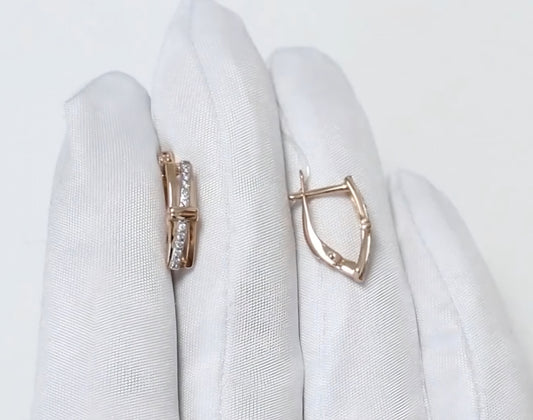 Ohrringe mit Zirkonia Russisches Rotgold 585 Art. Nr. 029245