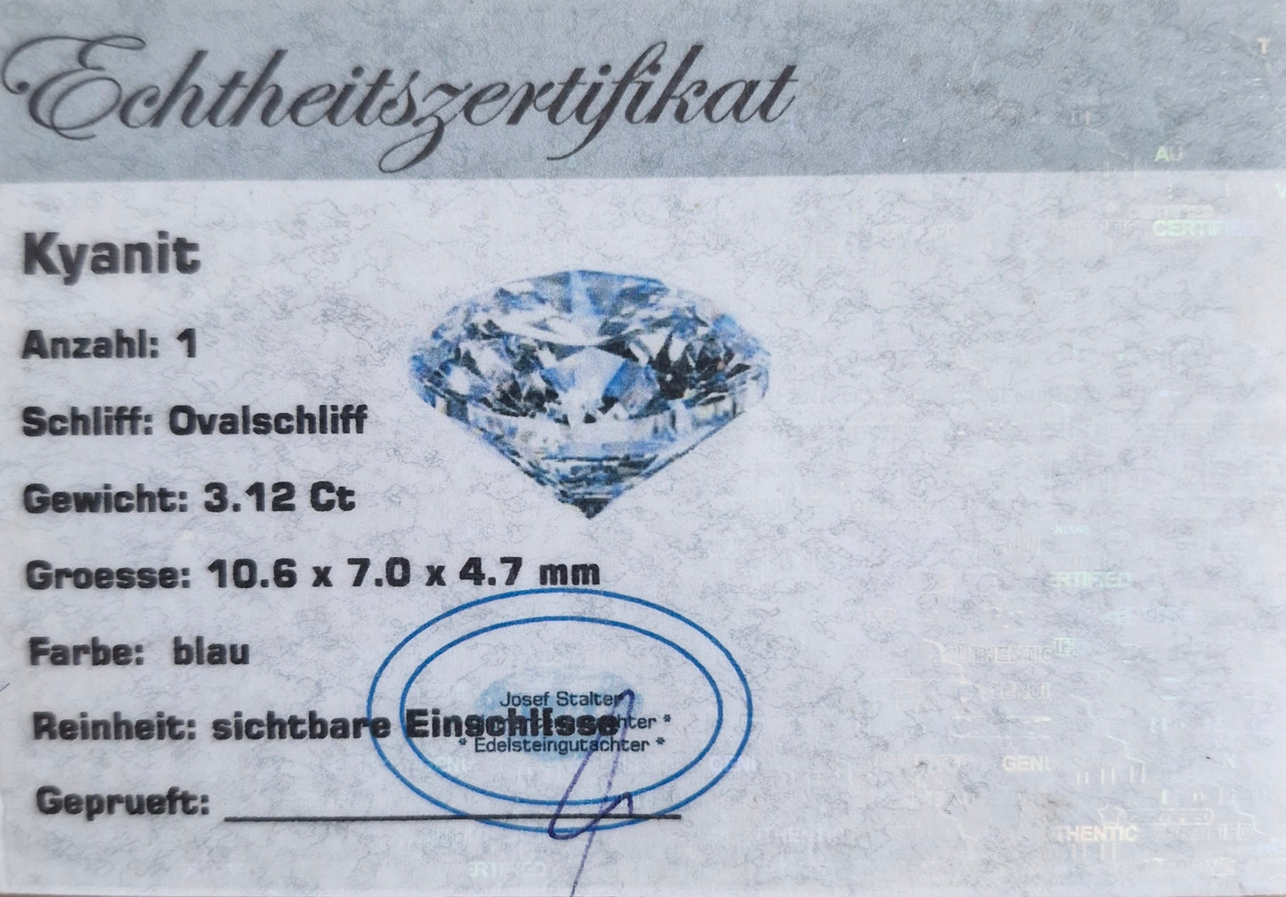 Kyanit 10,6 x x7,0 mm 3,12 Ct