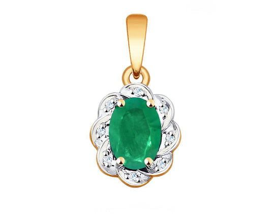 Anhänger mit Smaragd und Brillanten Russisches Rotgold 585 Art. Nr. 3030137