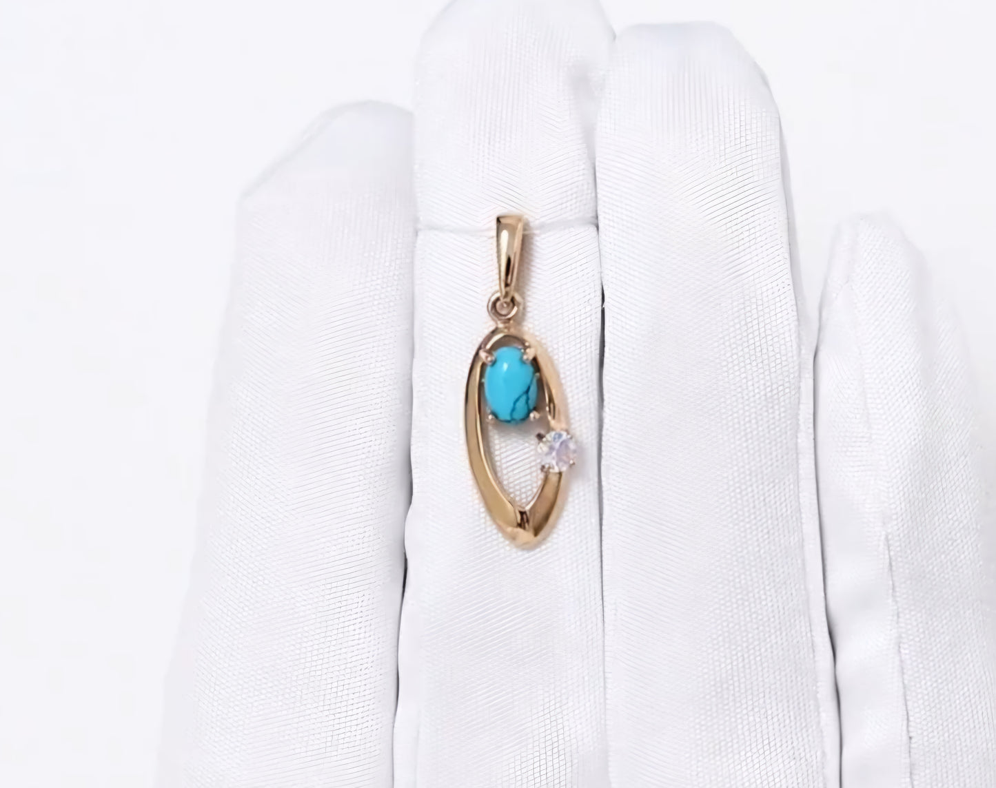 Anhänger mit Türkis HTS und Opal Russisches Rotgold 585 Art. Nr.731949