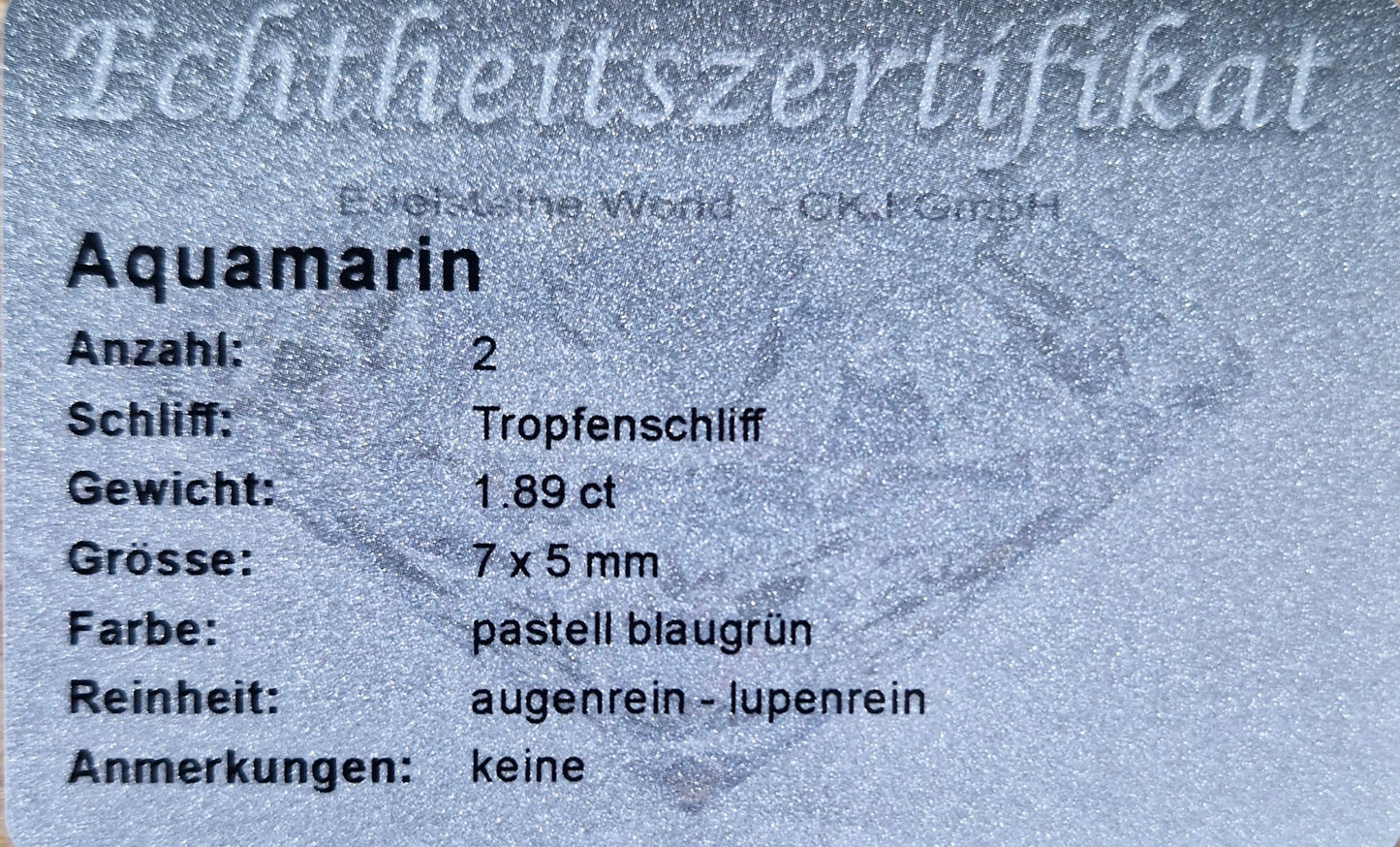 Aquamarin ein paar 7 x 5 mm 1,89 Ct