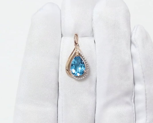 Anhänger mit Swiss Blue Topas und Zirkonia Russisches Rotgold 585 Art. Nr.731894