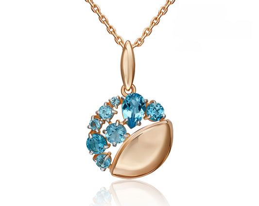 Anhänger mit Swiss Blue Topas Russisches Rotgold 585 Art. Nr. 03-3563-00-201-1110 P