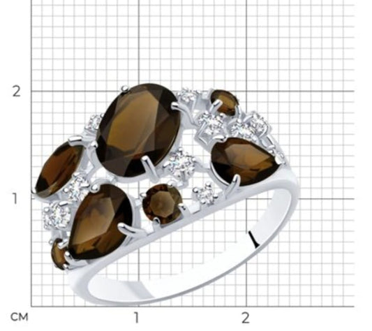 Silber Ring mit Rauchtopas und Zirkonia Art. Nr.92010222