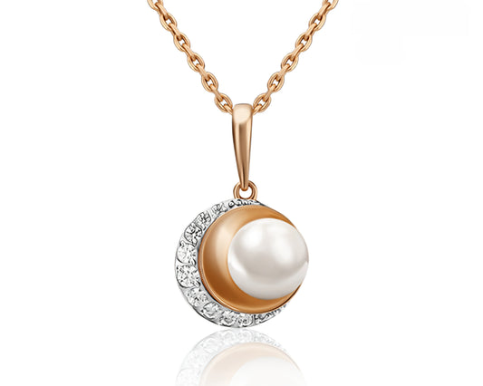 Anhänger mit Perle und Zirkonia Rotgold 585 Art. Nr. 03-3009-00-307-1110-31 P