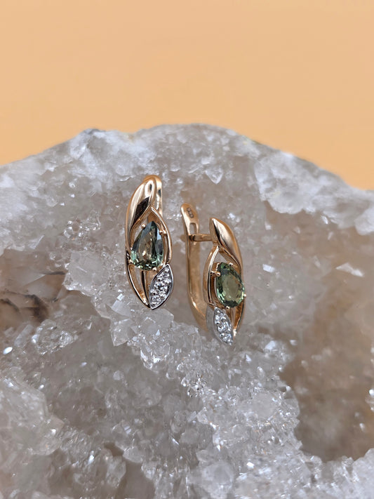 Ohrringe mit Saphir Und Brillanten Rotgold 585 Art. Nr. 64006Sap