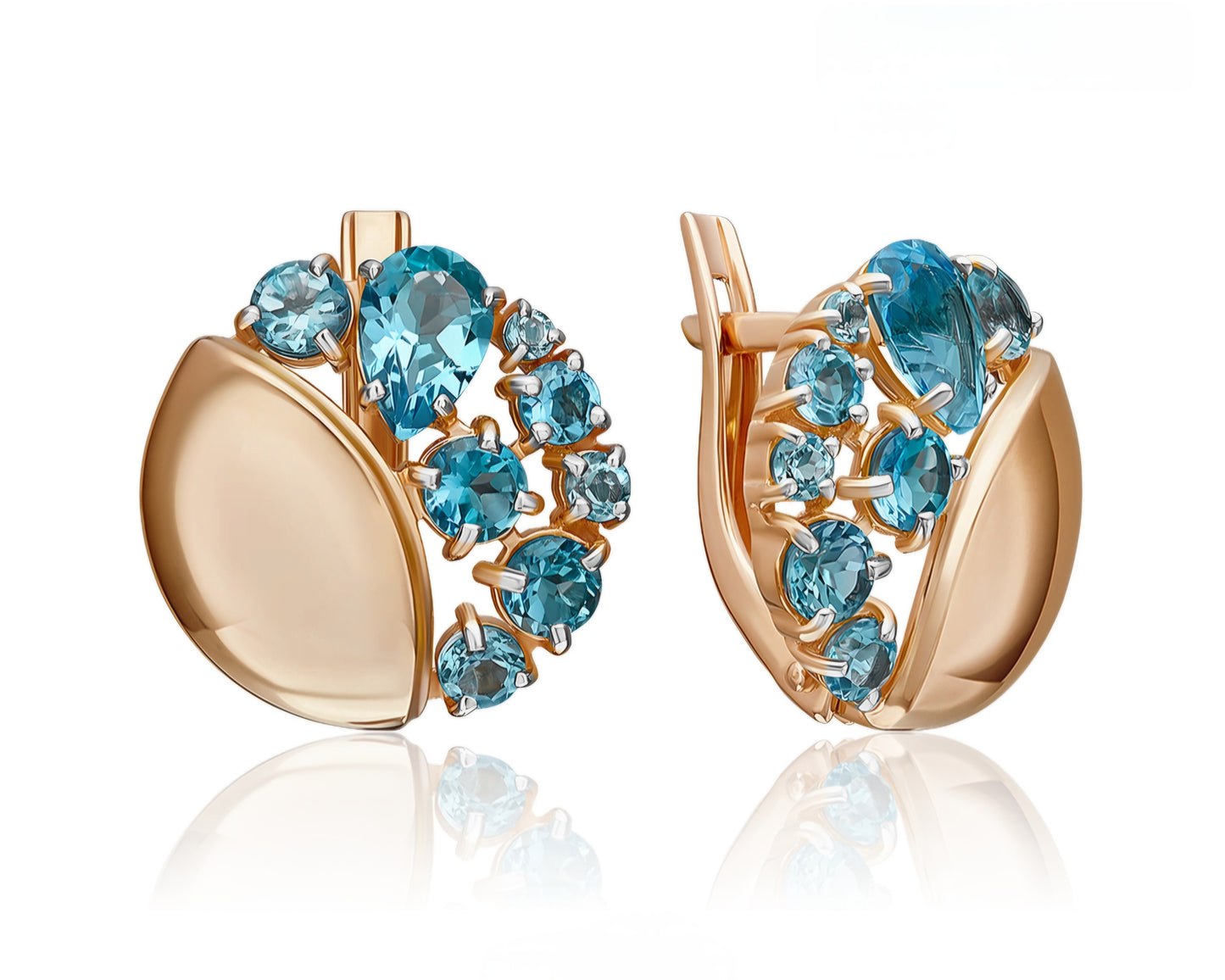 Ohrringe mit Swiss Blue Topas Russisches Rotgold 585 Art. Nr. 02-5396-00-201-1110 P