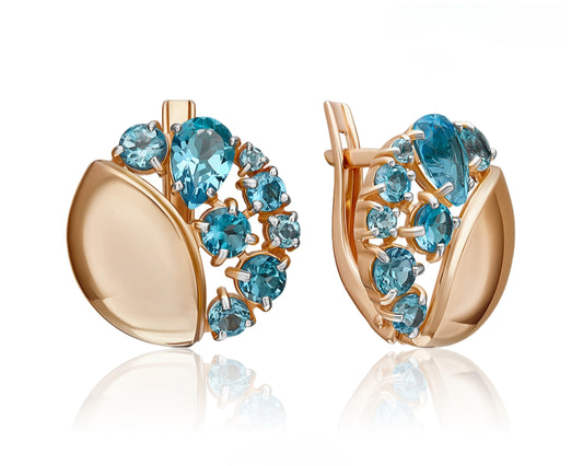 Ohrringe mit Swiss Blue Topas Russisches Rotgold 585 Art. Nr. 02-5396-00-201-1110 P