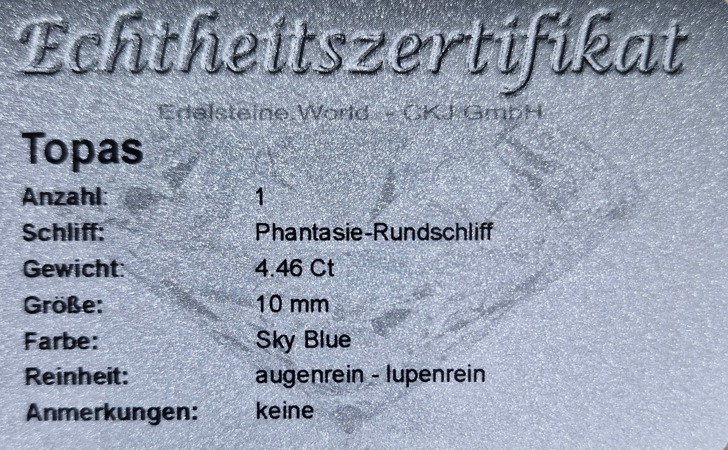 Sky Blue Topas 10 mm 4,46 Ct